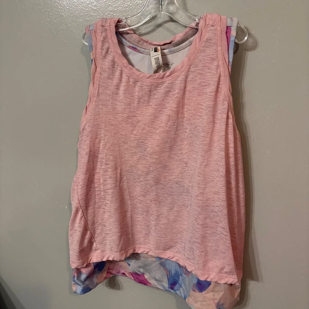 Avia Pink Layered Tank Top Sleeveless Athletic‎ Workout (Girls Medium 7/8)